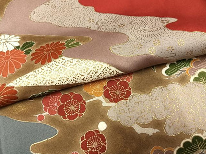 平和屋着物●訪問着　友禅　松竹梅　金彩　正絹　逸品　AABI1289fy