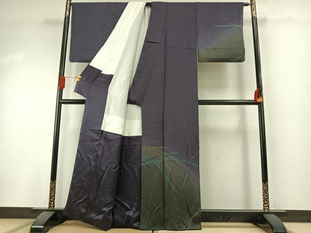 平和屋着物●染色作家　草野一騎　訪問着　露芝文　暈し染め　金彩　正絹　逸品　AABI1292fy