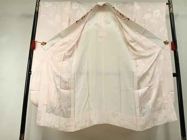 平和屋着物●豪華振袖・長襦袢(無双仕立て)セット　草花文　暈し染め　金彩　ロング丈　半衿刺繍　正絹　逸品　AABI1299fy