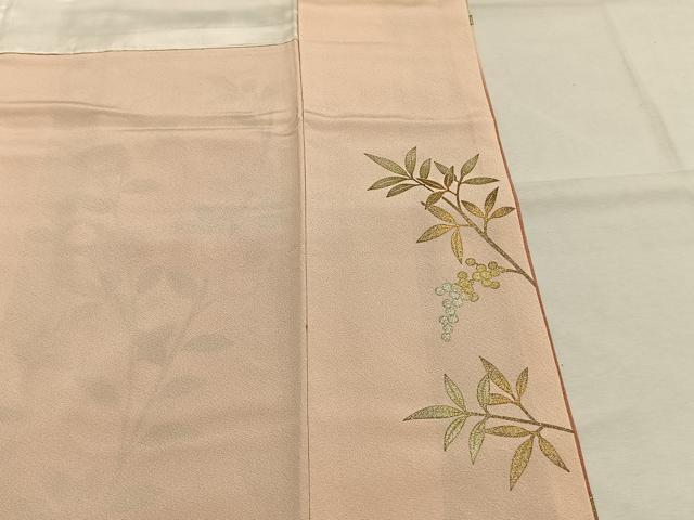 平和屋着物●十日町友禅作家　松雨　訪問着　枝花文　暈し染め　金銀彩　正絹　逸品　AABI1305fy