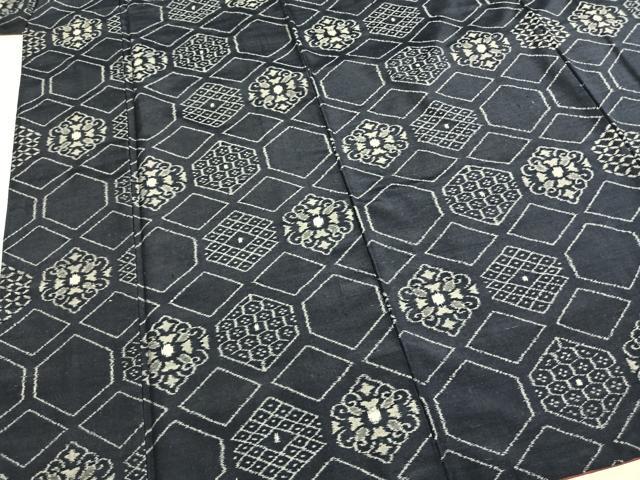 平和屋着物●上質な紬　亀甲文様　正絹　逸品　AABI1307fy