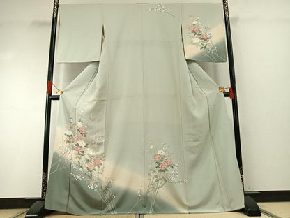 平和屋着物●訪問着　友禅　作家物　枝花文　暈し染め　正絹　逸品　AABI1309fy