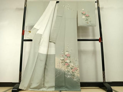 平和屋着物●訪問着　友禅　作家物　枝花文　暈し染め　正絹　逸品　AABI1309fy