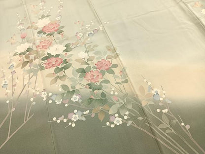 平和屋着物●訪問着　友禅　作家物　枝花文　暈し染め　正絹　逸品　AABI1309fy
