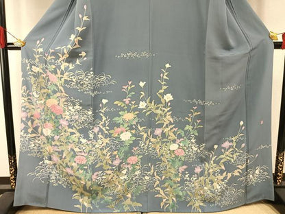 平和屋着物●訪問着　友禅　作家物　草花文　正絹　逸品　AABI1311fy