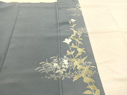 平和屋着物●訪問着　友禅　作家物　草花文　正絹　逸品　AABI1311fy