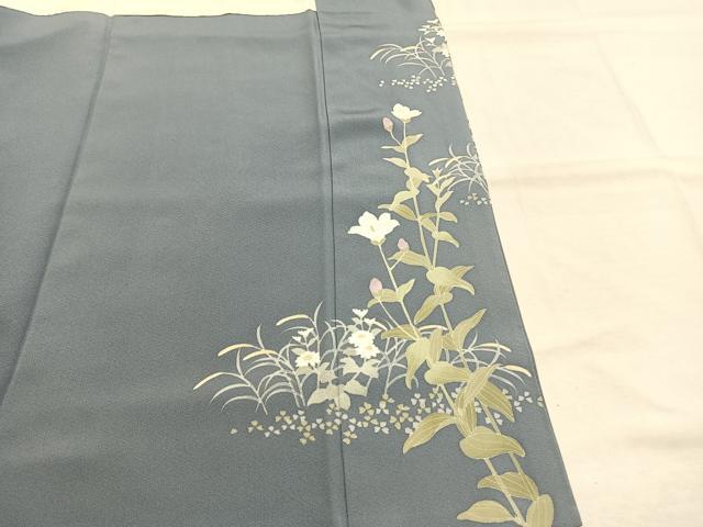 平和屋着物●訪問着　友禅　作家物　草花文　正絹　逸品　AABI1311fy