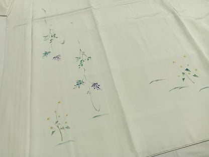 平和屋着物●本加賀友禅作家 内嶋さつき 　長襦袢　袷　手描き　草花文　さが美扱い　正絹　逸品　AABI1312fy