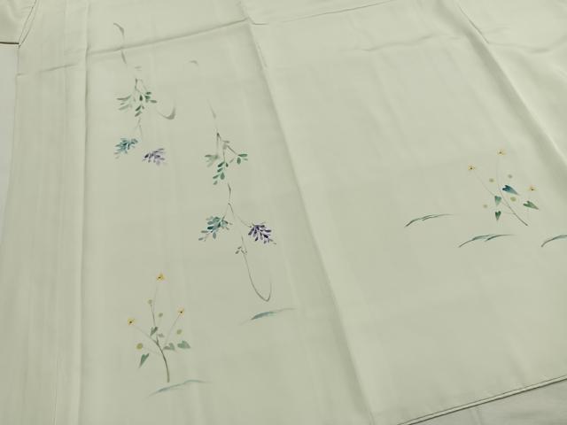 平和屋着物●本加賀友禅作家 内嶋さつき 　長襦袢　袷　手描き　草花文　さが美扱い　正絹　逸品　AABI1312fy