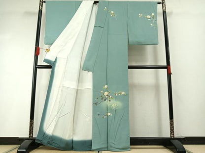 平和屋着物●訪問着　友禅　作家物　峰山　枝花文　暈し染め　正絹　逸品　AABI1313fy