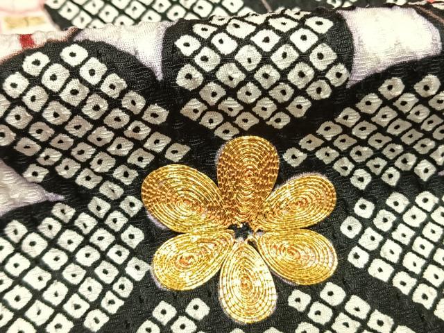 平和屋着物●豪華振袖　駒刺繍　絞り　舞花文　金彩　京都きもの友禅扱い　ロング丈　正絹　逸品　AABI1314fy