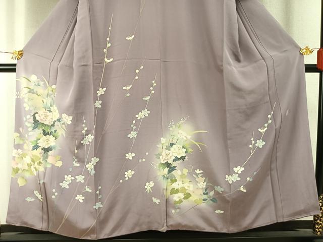 平和屋着物●友禅作家　岡部修治　訪問着　草花文　暈し染め　正絹　逸品　AABI1320fy