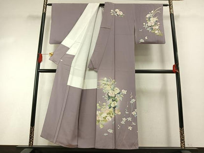 平和屋着物●友禅作家　岡部修治　訪問着　草花文　暈し染め　正絹　逸品　AABI1320fy
