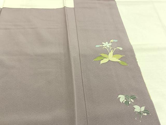 平和屋着物●友禅作家　岡部修治　訪問着　草花文　暈し染め　正絹　逸品　AABI1320fy