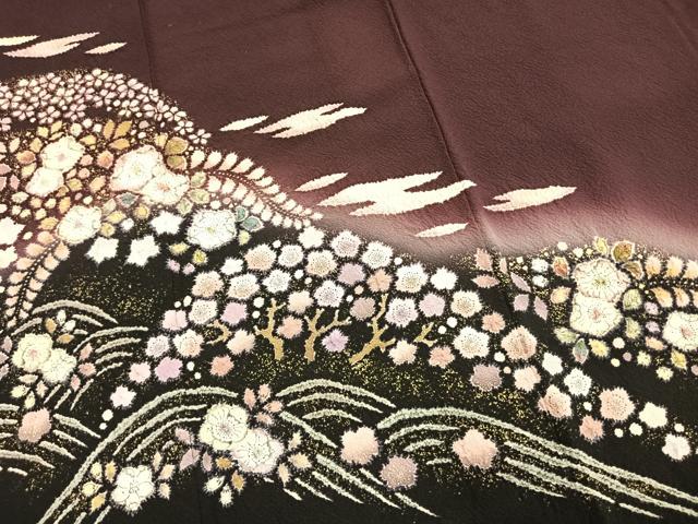 平和屋着物●訪問着　作家物　辻が花　絞り　暈し染め　金彩　正絹　逸品　AABI1322fy