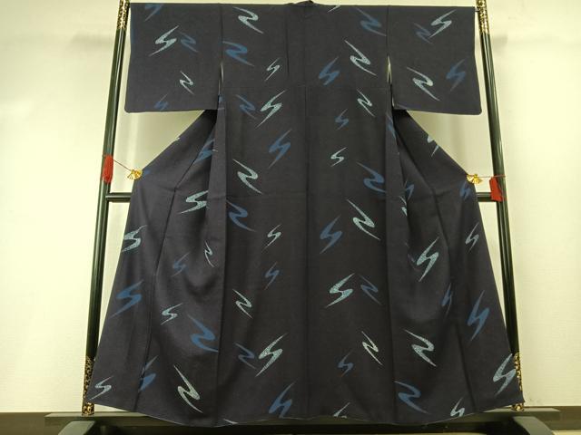 平和屋着物●上質な小紋　本藍　流水文　正絹　逸品　AABI1323fy