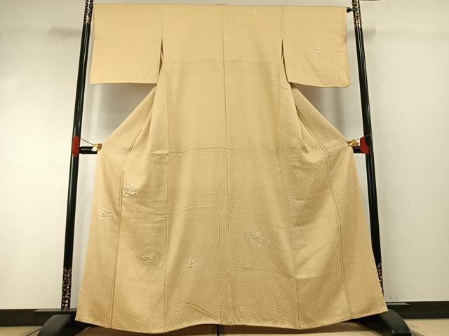 平和屋着物●訪問着　お召地　総刺繍　花鳥文　金糸　正絹　逸品　AABI1324fy