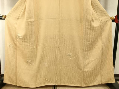 平和屋着物●訪問着　お召地　総刺繍　花鳥文　金糸　正絹　逸品　AABI1324fy