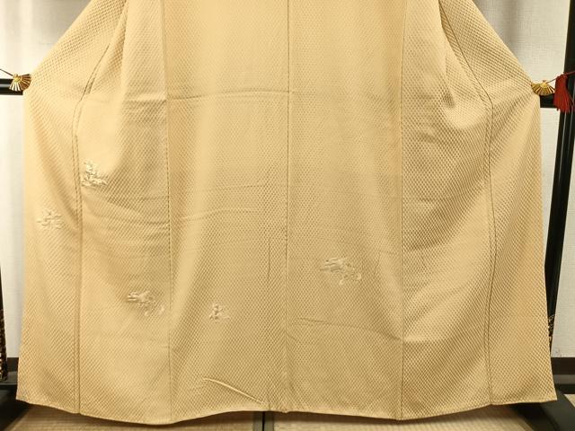 平和屋着物●訪問着　お召地　総刺繍　花鳥文　金糸　正絹　逸品　AABI1324fy