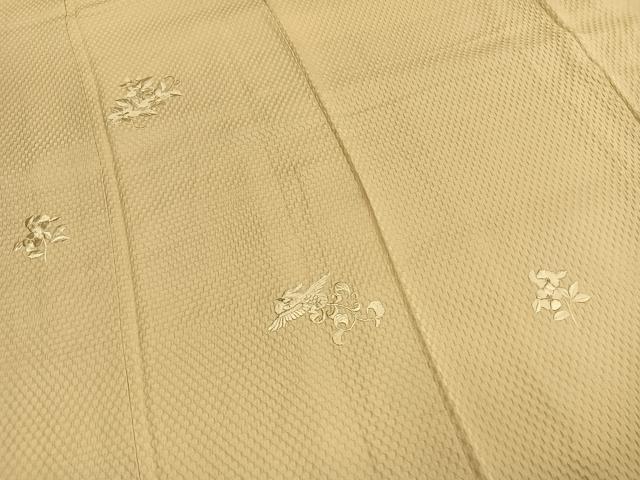 平和屋着物●訪問着　お召地　総刺繍　花鳥文　金糸　正絹　逸品　AABI1324fy