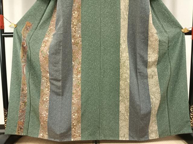 平和屋着物●訪問着　紬地　花間道　金糸　金彩　正絹　逸品　AABI1325fy