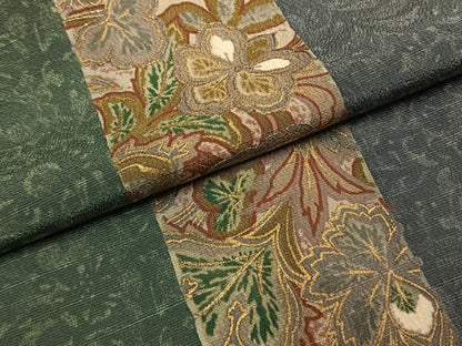 平和屋着物●訪問着　紬地　花間道　金糸　金彩　正絹　逸品　AABI1325fy