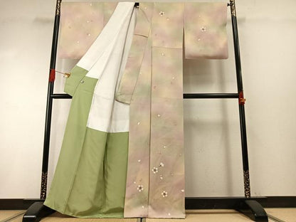 平和屋着物●河野雅之　訪問着　舞桜文　暈し染め　正絹　逸品　AABI1327fy
