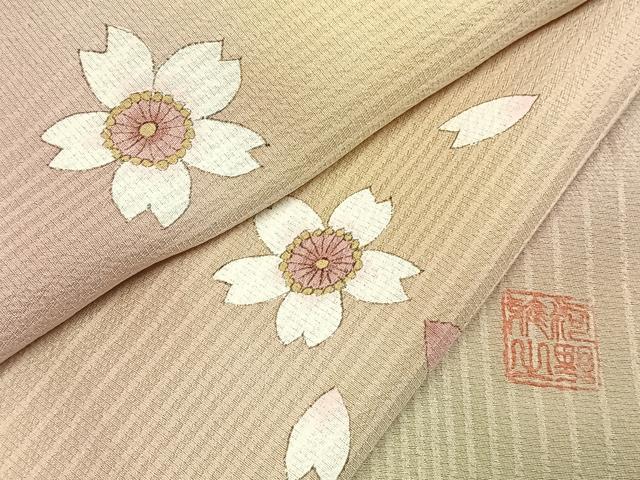 平和屋着物●河野雅之　訪問着　舞桜文　暈し染め　正絹　逸品　AABI1327fy