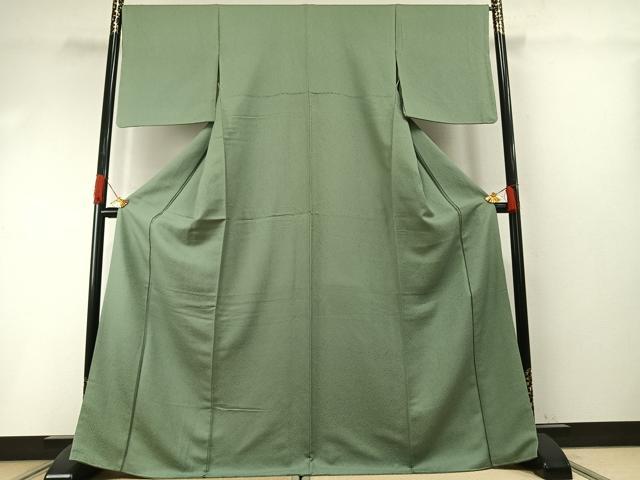 平和屋着物●上質な色無地　山葵色　正絹　逸品　AABI1328fy