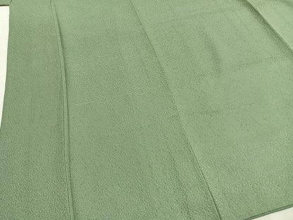 平和屋着物●上質な色無地　山葵色　正絹　逸品　AABI1328fy