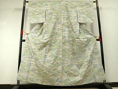平和屋着物●本場大島紬　白大島　一元7マルキ　風景文　正絹　逸品　AABI1329fy