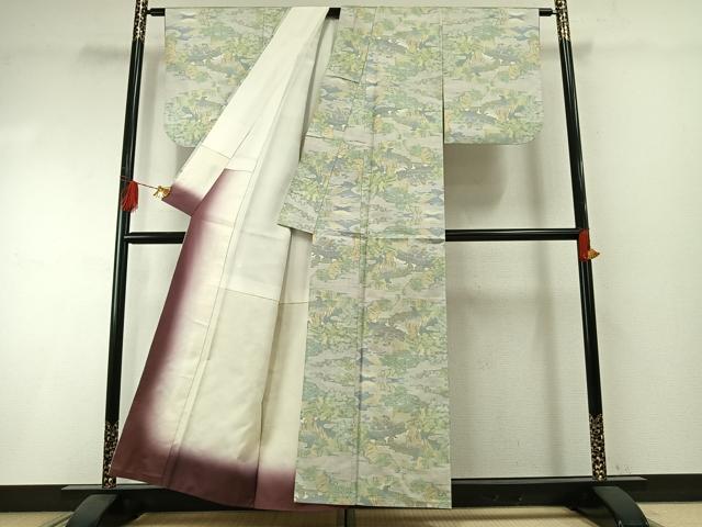 平和屋着物●本場大島紬　白大島　一元7マルキ　風景文　正絹　逸品　AABI1329fy