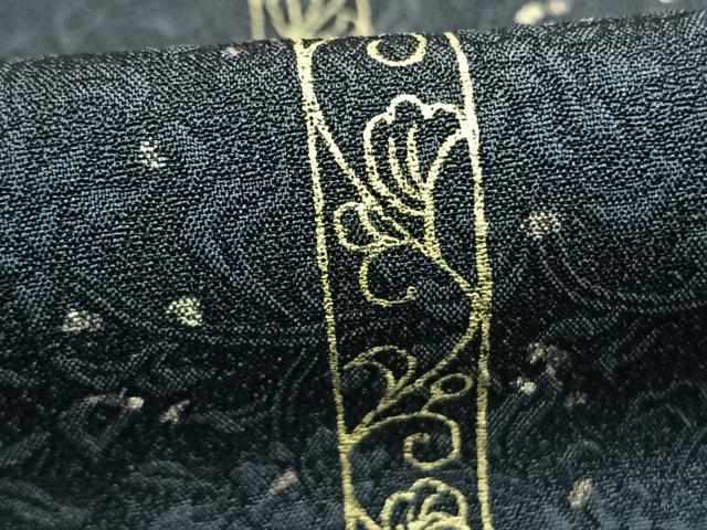平和屋着物●上質な小紋　作家物　唐草花間道　金彩　ロング丈　正絹　逸品　AABI1330fy