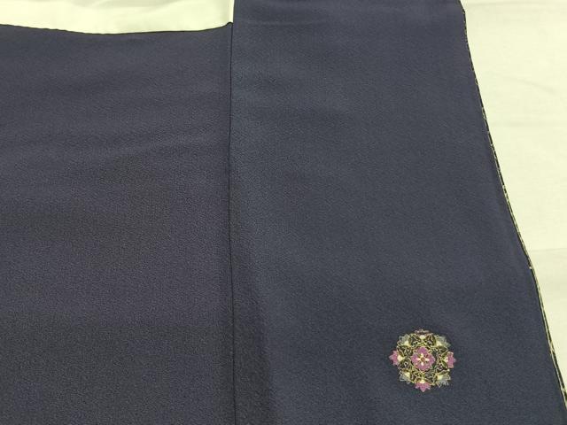 平和屋着物●上質な小紋　作家物　唐草花間道　金彩　ロング丈　正絹　逸品　AABI1330fy