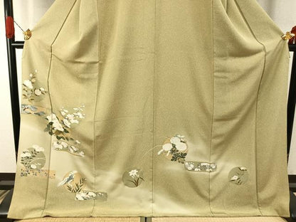 平和屋着物●訪問着　友禅　花鳥文　暈し染め　金銀彩　正絹　逸品　AABI1333fy