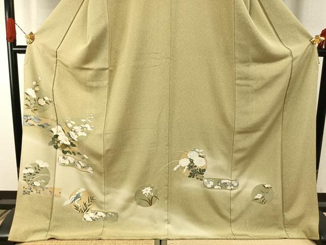 平和屋着物●訪問着　友禅　花鳥文　暈し染め　金銀彩　正絹　逸品　AABI1333fy