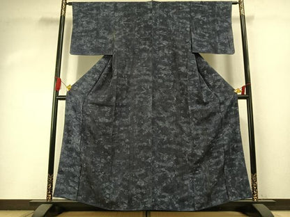 平和屋着物●上質な小紋　中国三大刺繍　スワトウ刺繍　汕頭刺繍　草花文　正絹　逸品　AABI1334fy