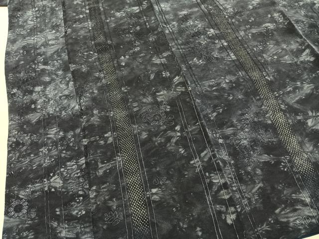 平和屋着物●上質な小紋　中国三大刺繍　スワトウ刺繍　汕頭刺繍　草花文　正絹　逸品　AABI1334fy