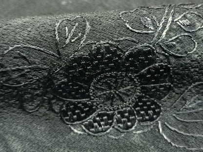 平和屋着物●上質な小紋　中国三大刺繍　スワトウ刺繍　汕頭刺繍　草花文　正絹　逸品　AABI1334fy