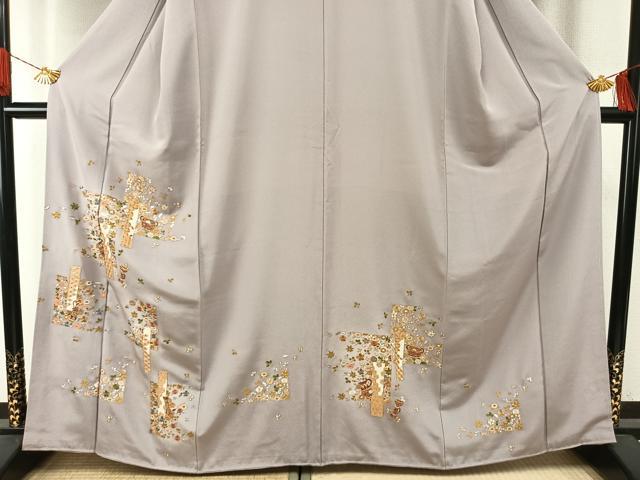平和屋着物●訪問着　総刺繍　草花陶器文　金糸　正絹　逸品　AABI1336fy