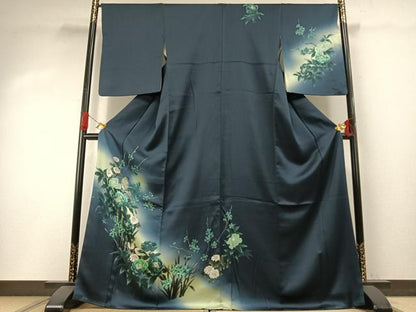 平和屋着物●訪問着　手描き　花鳥文　暈し染め　小田急百貨店扱い　正絹　逸品　AABI1338fy