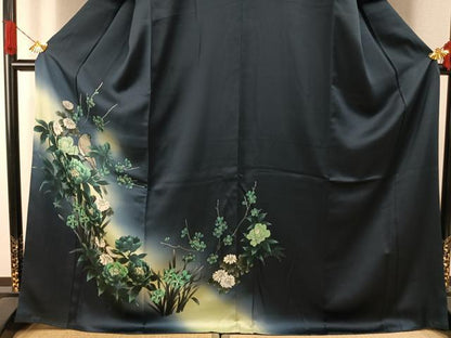 平和屋着物●訪問着　手描き　花鳥文　暈し染め　小田急百貨店扱い　正絹　逸品　AABI1338fy