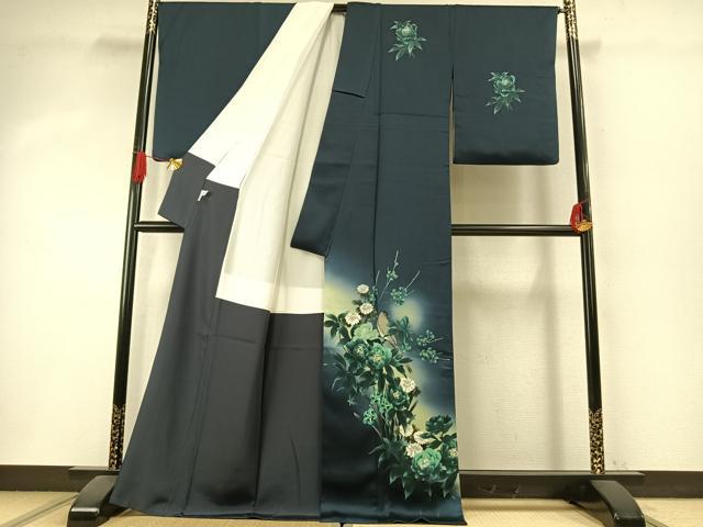 平和屋着物●訪問着　手描き　花鳥文　暈し染め　小田急百貨店扱い　正絹　逸品　AABI1338fy