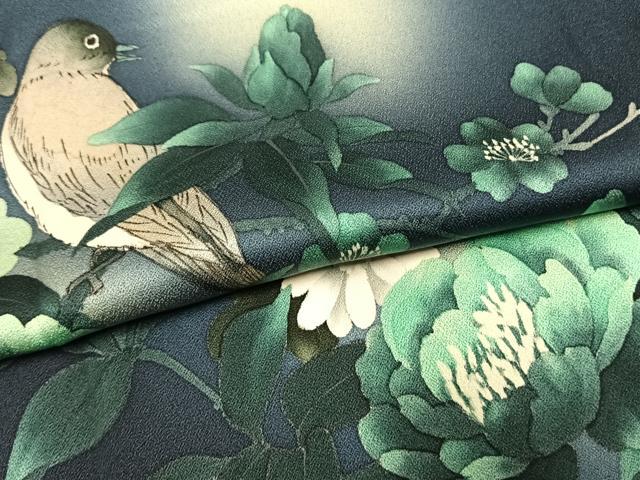 平和屋着物●訪問着　手描き　花鳥文　暈し染め　小田急百貨店扱い　正絹　逸品　AABI1338fy