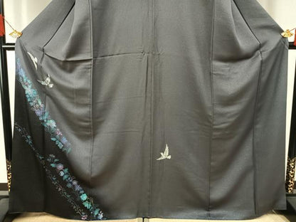 平和屋着物●訪問着　花鳥文　暈し染め　銀彩　銀通し地　正絹　逸品　AABI1339fy