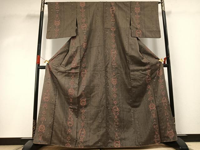 平和屋着物●上質な紬　花間道　ろうけつ染　正絹　逸品　未使用　AABI1343fy