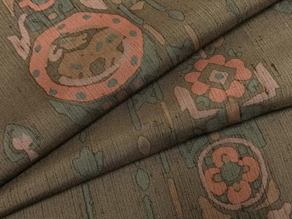 平和屋着物●上質な紬　花間道　ろうけつ染　正絹　逸品　未使用　AABI1343fy