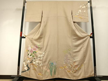 平和屋着物●訪問着　枝梅松花文　金彩　正絹　逸品　AABI1344fy