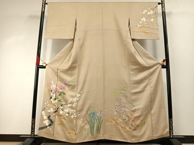 平和屋着物●訪問着　枝梅松花文　金彩　正絹　逸品　AABI1344fy