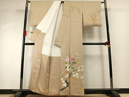 平和屋着物●訪問着　枝梅松花文　金彩　正絹　逸品　AABI1344fy